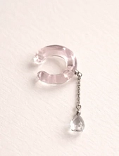 Кафф Лампджой с цепочкой, стекло, глянцевый, сиреневый