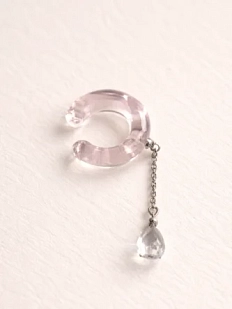 Кафф Лампджой с цепочкой, стекло, глянцевый, сиреневый