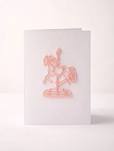 Открывающаяся открытка DARI DARI «Лошадка» с фигурным элементом, розовая