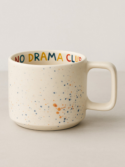 Кружка ручной работы круглая «No drama club», керамика, 350 мл, фото 1.