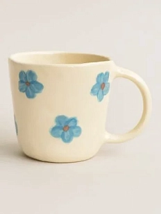 Чашка для чая ручной работы Цветы голубые, керамика, 250 мл