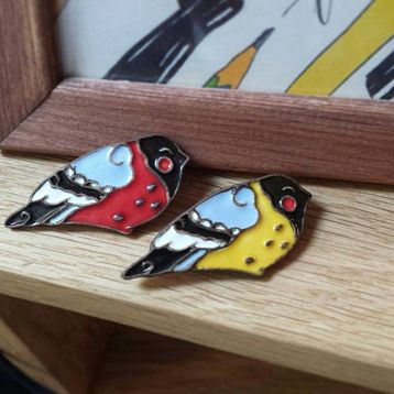 Брошь ручной работы «Синица», Partala ceramics, фото 2.