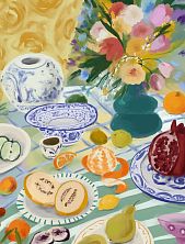 Постер интерьерный «Летний натюрморт на скатерти», А4