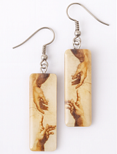 Серьги с картиной «Сотворение Адама», дерево с эпоксидной смолой
