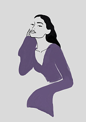 Постер интерьерный «Девушка в фиолетовом», А3