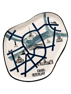 Фигурная тарелка ручной работы «Санкт-Петербург», полуфарфор, 23 см