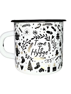 Эмалированная кружка Магтрэп «‎Time to hygge», чёрно-белая, 400 мл