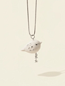 Подвеска ручной работы РУКИ В ГЛИНЕ с птичкой, серебристая, фарфор, превью фото 2