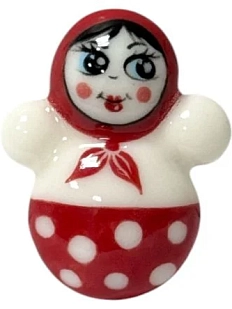 Брошь ручной работы «Неваляшка», фарфор