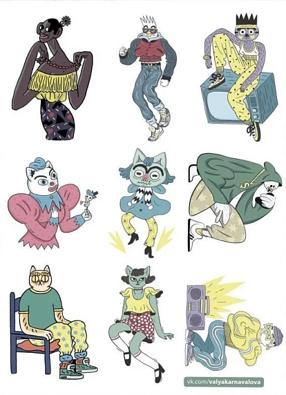 Стикерпак Валя Карнавалова «Девочка-кошка», А5, 9 наклеек, фото 1.
