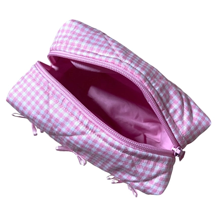 Косметичка ручной работы АМИ (Ami lé sac) «Moyen», розовая клетка с бантиками, фото 3.