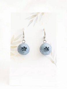 Серьги-конго «Голубика», полимерная глина