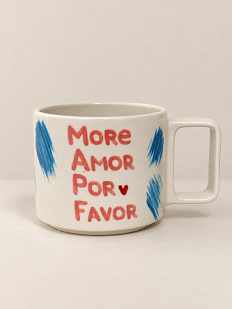 Кружка ручной работы Hands in Clay «More amor por favor», розово-голубая, керамика, 350 мл