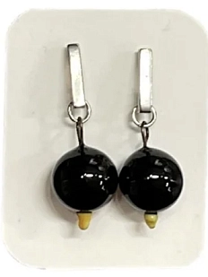 Серьги-гвоздики Керко чёрная смородина, стекло