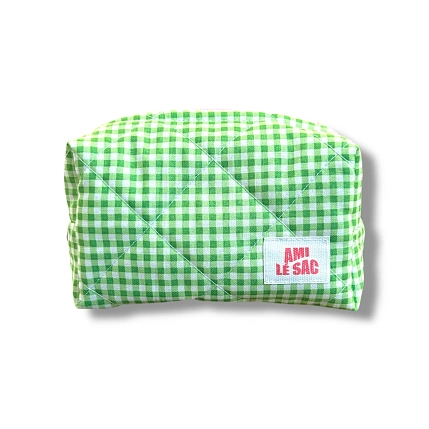 Косметичка ручной работы АМИ (Ami lé sac) «Bebesss», зелёная клетка, фото 1.