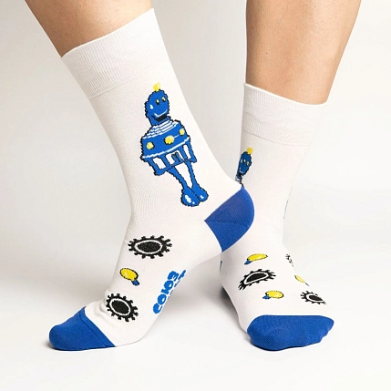 Носки «Робот с планеты Шелезяка», р-р 38-41, белые, фото 1.