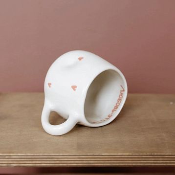 Кружка ручной работы мятая «Любовь - это ты», розовая, керамика, 400 мл, фото 2.