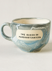 Кружка ручной работы NF ceramics «The Queen of procrastination», голубая, керамика, 600 мл