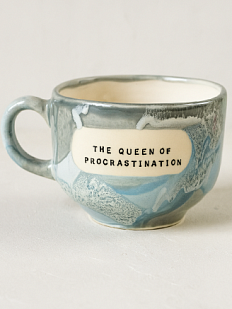 Кружка ручной работы NF ceramics «The Queen of procrastination», голубая, керамика, 600 мл