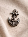 Брошь ручной работы Фарфор Булыгина «Якорь», чёрно-серебристая, превью фото 2