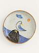Тарелка ручной работы «Чайка на камне», белая, керамика, 17 см, превью фото 2