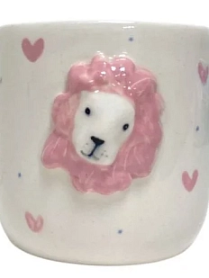 Стакан ручной работы Мария Гордеева Лев, бело-розовый, керамика, 350 мл