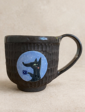 Кружка ручной работы Коврижка «Серый волк», керамика, серо-коричневая