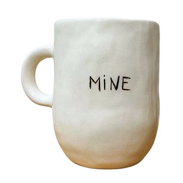 Кружка ручной работы высокая «Mine» с сердечком, белая, полуфарфор, 300 мл, фото 2.