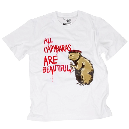 Футболка Barking store «Capybaras ACAB», M жен., белый, фото 1.