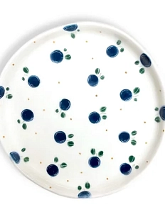 Блюдце ручной работы «Черника», полуфарфор, 13 см
