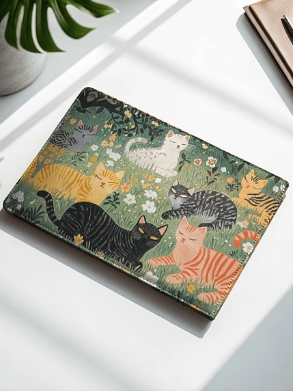 Обложка на студенческий билет DARI DARI «Коты на поляне», экокожа, фото 2.