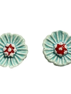 Серёжки-гвоздики КерамЕлКа «Цветочки», керамика, голубые