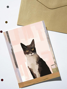 Открытка DARI DARI «Черно-белый котик», А6