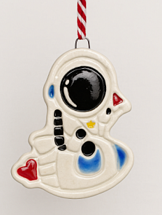 Игрушка на ёлку «Космонавт на ракете», керамика
