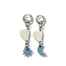 Асимметричные серьги-конго ручной работы с подвесками «Звезда и Луна», фарфор, превью фото 1