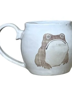 Кружка ручной работы Керумбия «Лягушки», серая, керамика, 450 мл