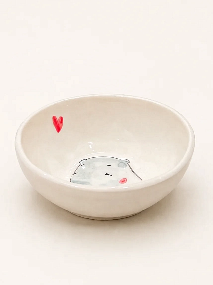 Пиала ручной работы НАДО ЖЕ с росписью «Бегемот», белая, керамика, 10 см, фото 2.