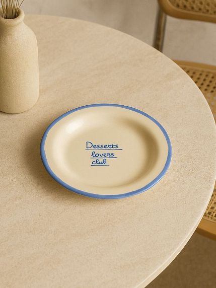 Тарелка ручной работы «Desserts lovers club», керамика, 19 см, фото 2.