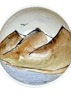 Пиала ручной работы с росписью «Горы», керамика, 10 см