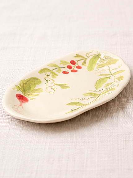 Тарелка ручной работы Йеллоускуп «Горошек», керамика, 23 см, фото 2.