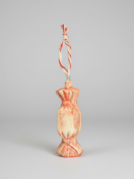 Ёлочная игрушка конфета розовая «Карамелька», керамика, фото 1.