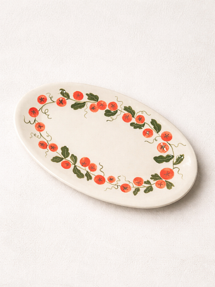 Тарелка ручной работы Yellowscoop «Помидорки черри», керамика, 23 см, фото 2.