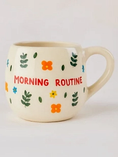 Кружка ручной работы РУКИ В ГЛИНЕ «Morning Routine», керамика, 400 мл, круглая