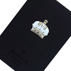 Брошь ручной работы Bulygin «Корона», фарфор, бело-золотистая