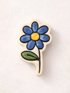 Брошь ручной работы Elizabeth Madar Синий цветок, керамика
