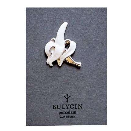 Брошь ручной работы Bulygin «Банан», бело-серебристая, фарфор, фото 2.