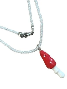 Подвеска ручной работы из бисера «Мухомор», керамика