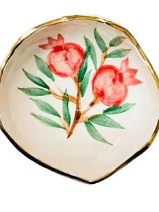 Пиала Верба керамика с золотистым краем ручной работы «Гранаты», керамика, 9 см