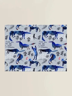 Дорожка на стол «Волки», серая