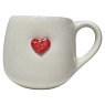 Кружка ручной работы Катя Вебер с красным сердцем, белая, полуфарфор, 350 мл, круглая, превью фото 1